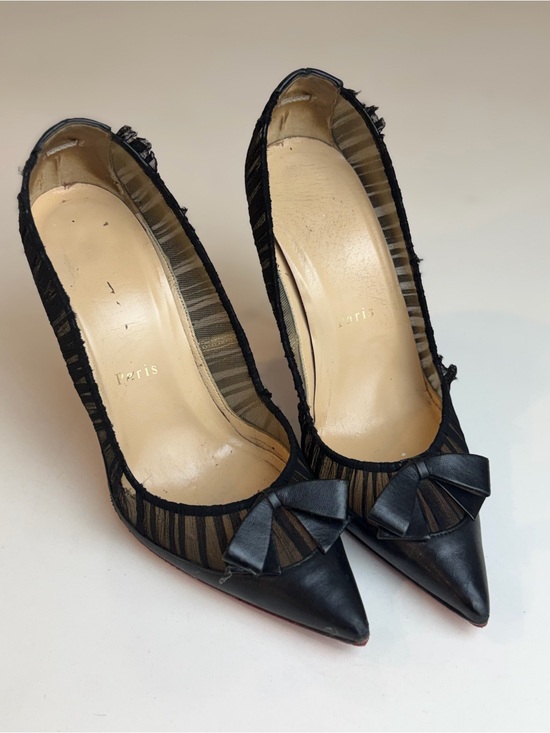 Christian Louboutin Shoes - Christian Louboutin Black Pointed Bow Mesh Pumps